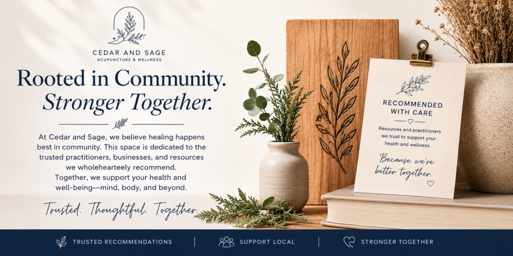 Cedar and sage acupuncture community resources